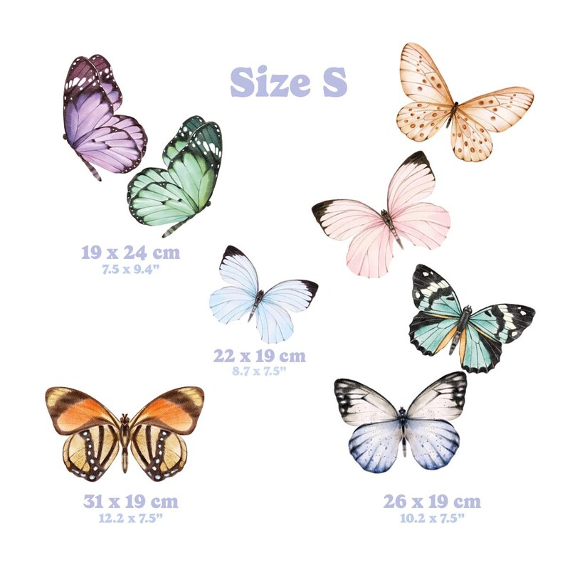 Watercolor Realistic Butterflies \ Wall Decal \ Removable Wall Stickers ...