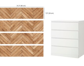 Wooden dresser overlays with chevron or herringbone pattern for IKEA® malm  furniture