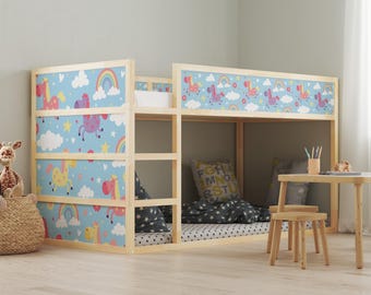 ベビーユニコーン IKEA KURA ベッドデカール：レインボーキッズベッド