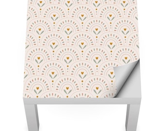 Aufkleber für IKEA LACK Tisch, Zarte Bögen, Skandinavisches Boho Muster, Kinder Tisch Aufkleber, Minimalistisches Design, wieder ablösbare Möbel Aufkleber