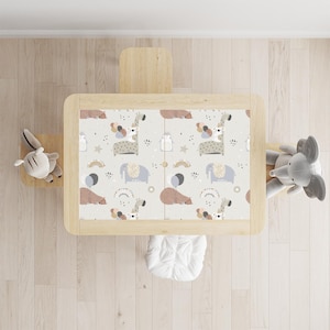 IKEA Flisat Table Sticker, Scandinavian Animal Design, Cute Forest Animals, Kids Room Decor, Vinyl Decal, Removable Furniture Wrap