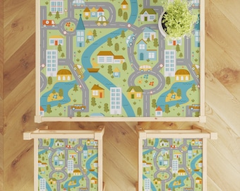 Ikea LATT Table and Chairs Decals \ Road in The City\ Table Sticker \ Removable Furniture Decals \ Peel and Stick \ Ikea Vinyl Decal