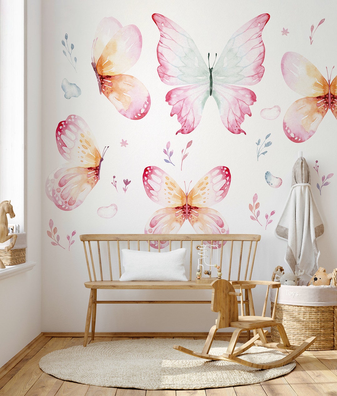 Pink Watercolor Butterflies \ Wall Decal \ Removable Wall Stickers ...