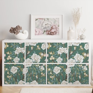 Ikea Kallax Expedit Decal \ White Flowers \ Rack Sticker \ Removable Decal \ Peel and Stick \  Ikea Vinyl Decal