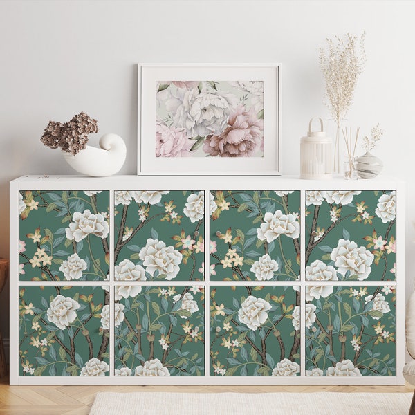 Ikea Kallax Expedit Aufkleber \ Weiße Blumen \ Rack-Aufkleber \ Abnehmbarer Aufkleber \ Peel and Stick \ Ikea Vinyl-Aufkleber