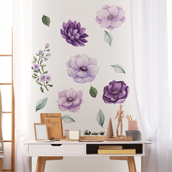 Purple Flower Wall Decal Etsy