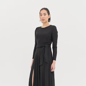 Wedding Guest Black Dress - Mother Of The Bride Dress Long Bridesmaid Dress Maxi Dress For Wedding Guest Summer Minimalist Dark Prom Dress