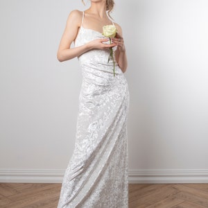 White Slip Wedding Dress - Casual Wedding Dress, Slip Wedding Dress, Engagement Dress, Beach Wedding Dress, Backless Wedding Dress, Velvet