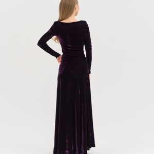 Long Velvet Dress - Mother Of The Bride Dress Atonement Green Dress Emerald Green Modest Dress Simple Dark Green Summer Prom Maxi Dress image 10