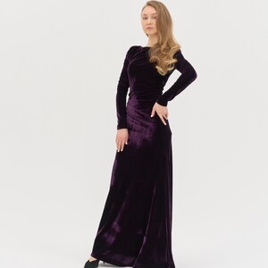 Long Velvet Dress - Mother Of The Bride Dress Atonement Green Dress Emerald Green Modest Dress Simple Dark Green Summer Prom Maxi Dress image 9