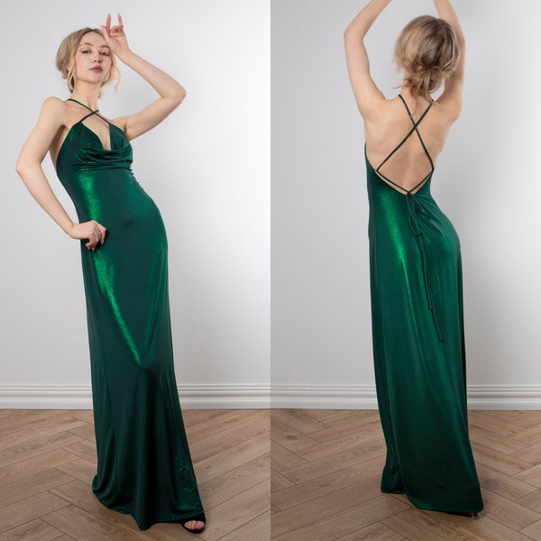 Emerald Green Dress - Atonement Green Bridesmaid Dress, Dark Green Bias Dress, Open Shoulder Slip Dress, Elegant Summer Formal Dress