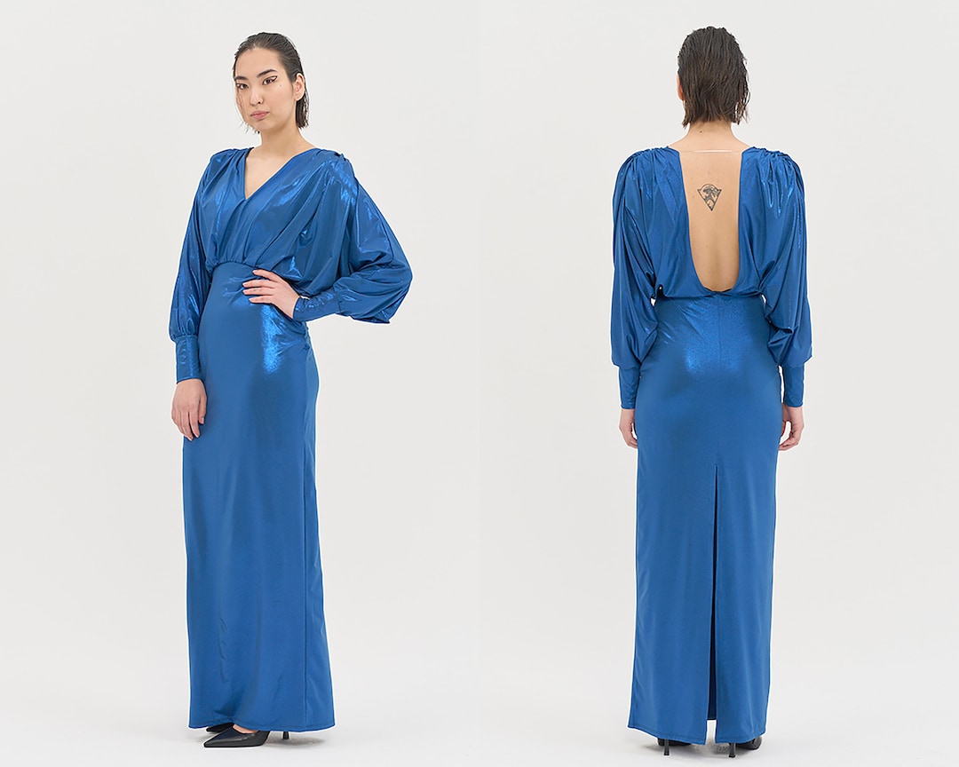Royal Blue Satin Dress - Blue Wedding Guest Dress Stone Blue Bridesmaid