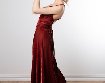 Rust Velvet Midi Dress: Copper Summer Slip With Cowl Neck - Etsy