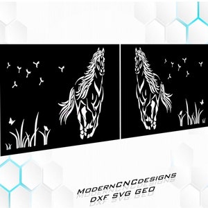 ゲート パネル フェンス 馬 動物 - DXF CNC dxf プラズマ レーザー ウォータージェット プロッター ルーター カットレディ ベクター CNC ファイル すぐにカットできます