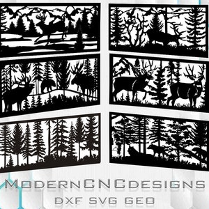 Animals deer forest patern bear wolf , gate- fence designs Digital Project Laser Cutting cnc plasma,Forest Patterns Panel vector Dxf Jpg Svg