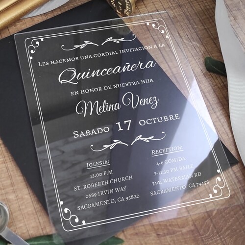 Invitations Quinceanera Sweet 16 Invitation Acrylic Etsy