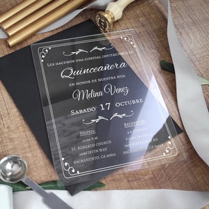 Uitnodigingen Quinceanera, vlinderuitnodiging, acryluitnodigingen voor Quinceanera, Sweet 15-uitnodiging, verjaardagsuitnodiging..