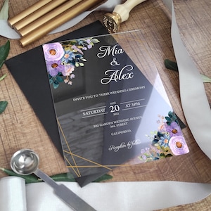 Invitación de boda Invitaciones de boda Invitación acrílica Invitación transparente Invitación de lujo Invitación minimalista Transparente