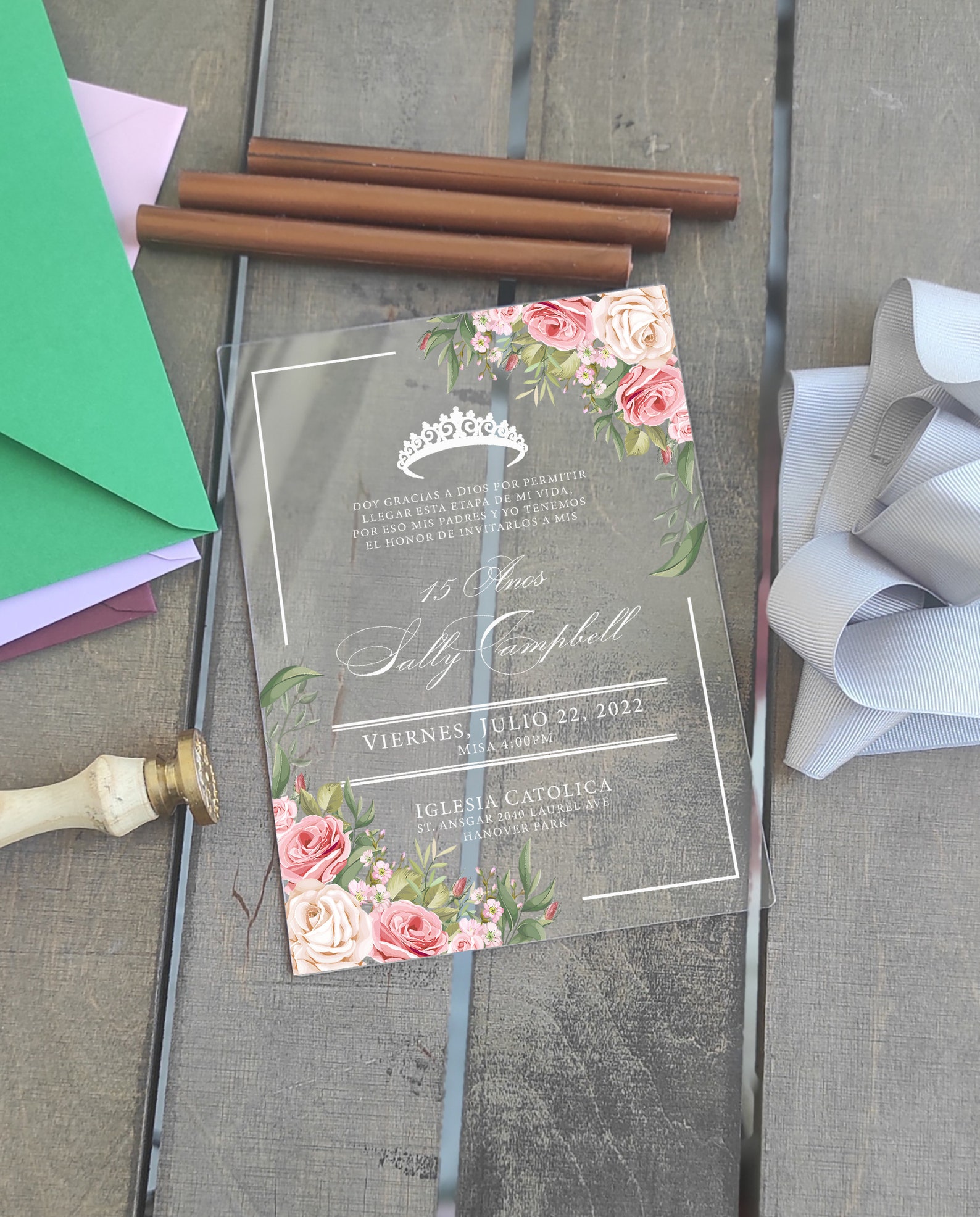 Invitations Quinceanera Sweet 16 Invitation Acrylic Etsy