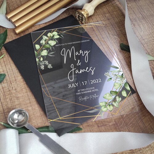 Wedding Invitation Acrylic Invitations Clear Acrylic Etsy UK