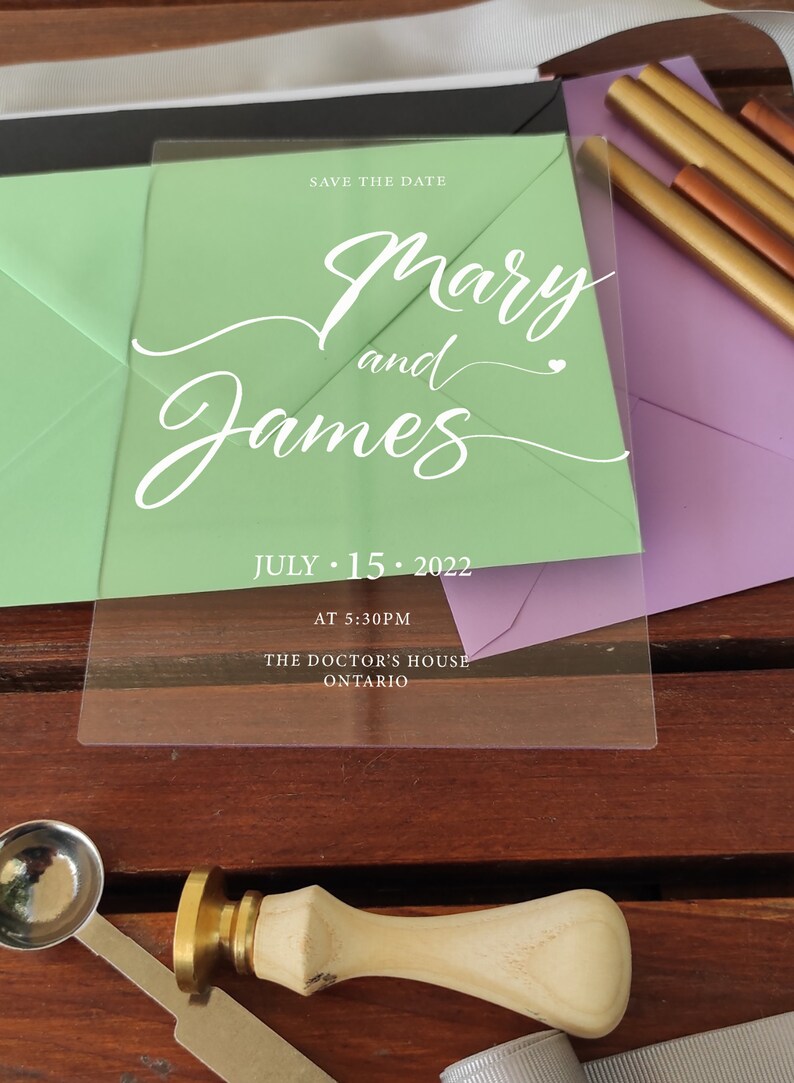 Clear Acrylic Invitation Acrylic Wedding Invitations Wedding Etsy