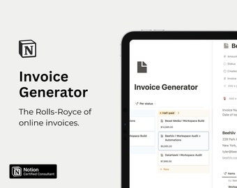 Invoice Notion Template + Invoice Generator