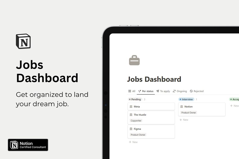 Job Application Tracker Notion Template Etsy