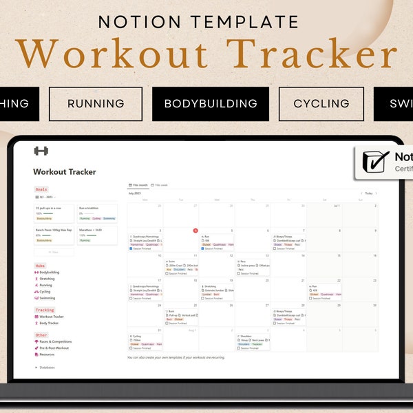 Notion Template Workout Tracker Etsy UK