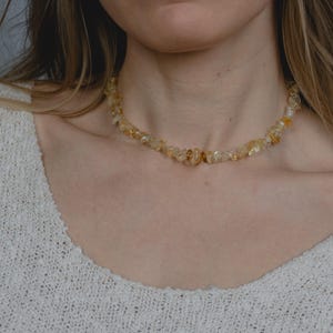 Citrine Choker, Gemstone Necklace, Chip Necklace, November Birthstone, Minimalist Handmade