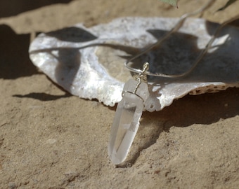 Rock crystal necklace silver | 925 sterling silver necklace | real rock crystal pendant | birthstone jewelry | minimalist gemstone necklace
