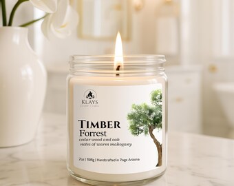 Timber Forrest | Soy Wax Candle | Gifts for Her | Gifts For Him | Wellness Gift | Room Scent | Holiday Gift | Mahogany Teakwood Scent