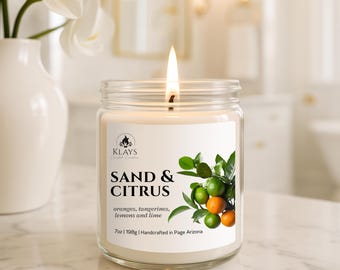 Sand & Citrus | Soy Wax Candle | Gifts for Her | Gifts For Him | Arizona Candle | Wellness Gift | Holiday Gift | Citrus Scent