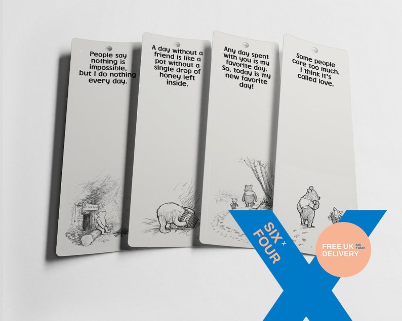 Winnie the Pooh Printable Bookmarks Instant Download, Hand Drawn, PDF