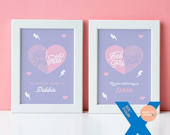 Best Friends Print Set, Valentine's Gift for Couples, Duo Prints, Love, Togetherness, Custom Art, Personalised, Wall Collage Kit, A6, 6x4