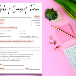 Formulaire de consentement au maquillage. PDF A4. Fiche d'enregistrement du client. Propriétaires d’entreprises de beauté. Téléchargement numérique.