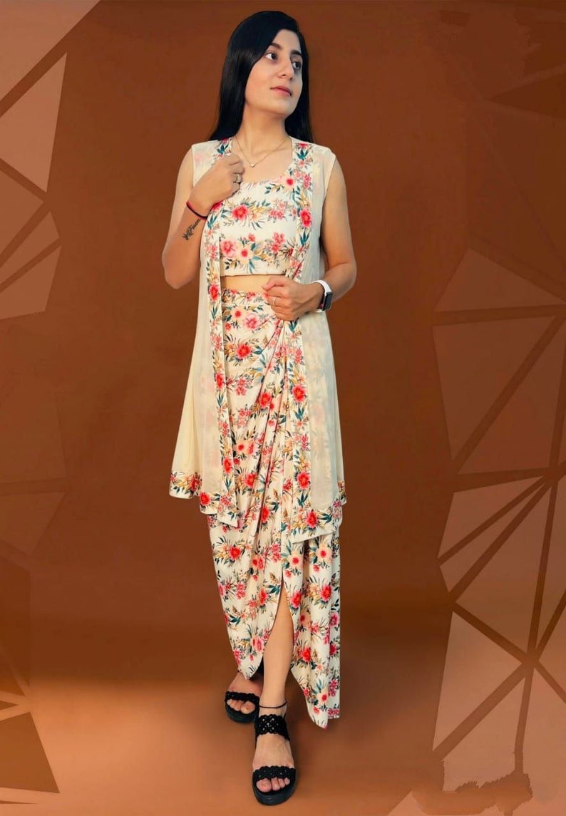 Crop Top With Dhoti Salwar Designer Indian Dress Indo Western Etsy