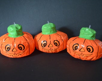 3 Vintage Tony Plastic Pumpkin Face Inflatable Hanging