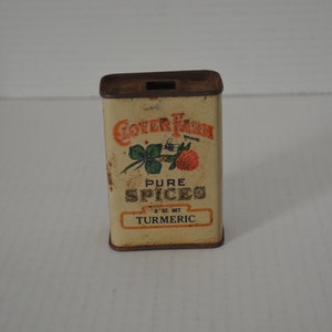 vintage Clover Farms Turmeric Spice Tin