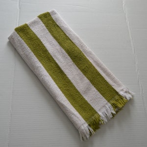 vintage green and white striped bath towel