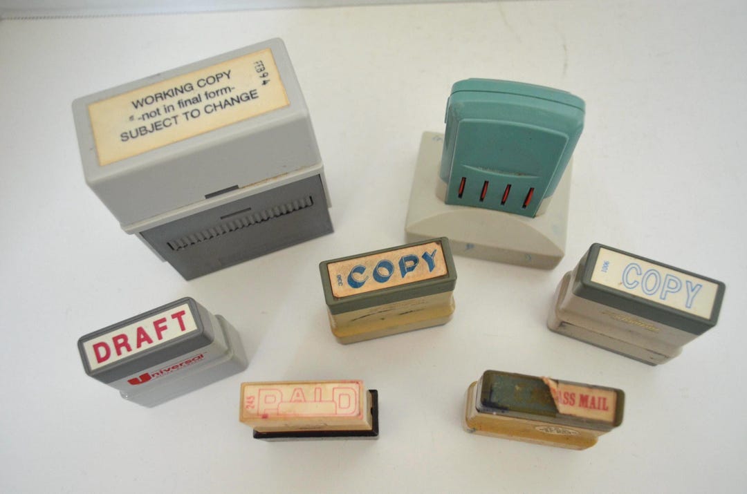 Used Ink Stamp Vintage Self-inking Stamps, Draft, Copy, Paid, Business (used Condition ...