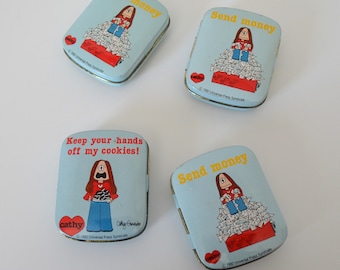 4 Vintage 1982 Cathy Pocket Tin Universal Press Syndicate Guisewite Cartoon