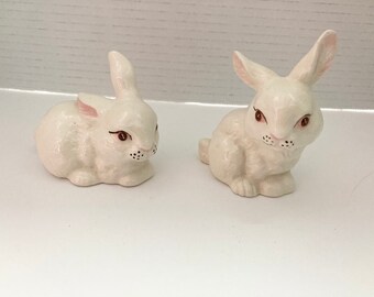 MTSCE Ceramic Rabbits Cute Porcelain Rabbits Figurines Home Decor Bunny Set of 2 Red Ear Large MTSCE Ceramic Rabbits Cute Porcelain Rabbits Figurines Home Decor Bunny Set of 2 Red Ear Large