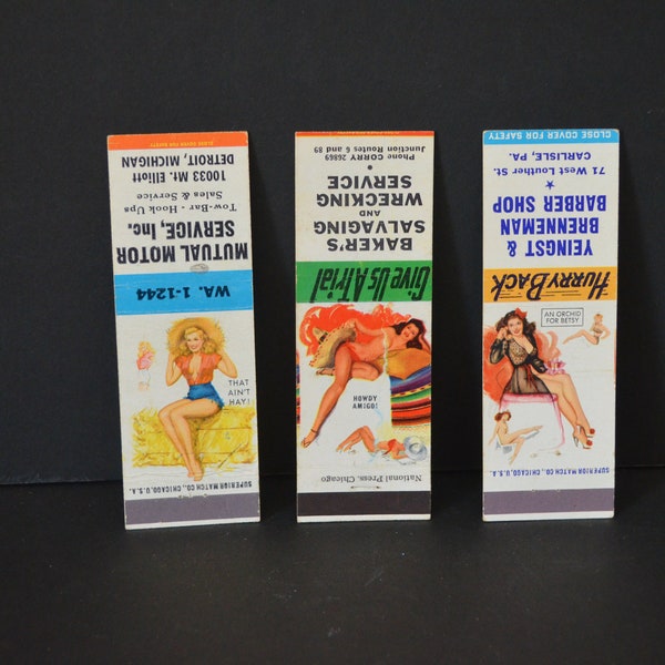 vintage pinup girl matchbooks