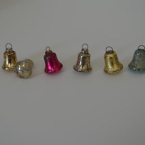 6 Vintage Christmas glass mini mercury bell ornaments