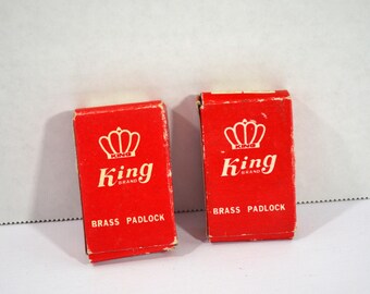 2 NOS King Crown Solid Brass Padlocks