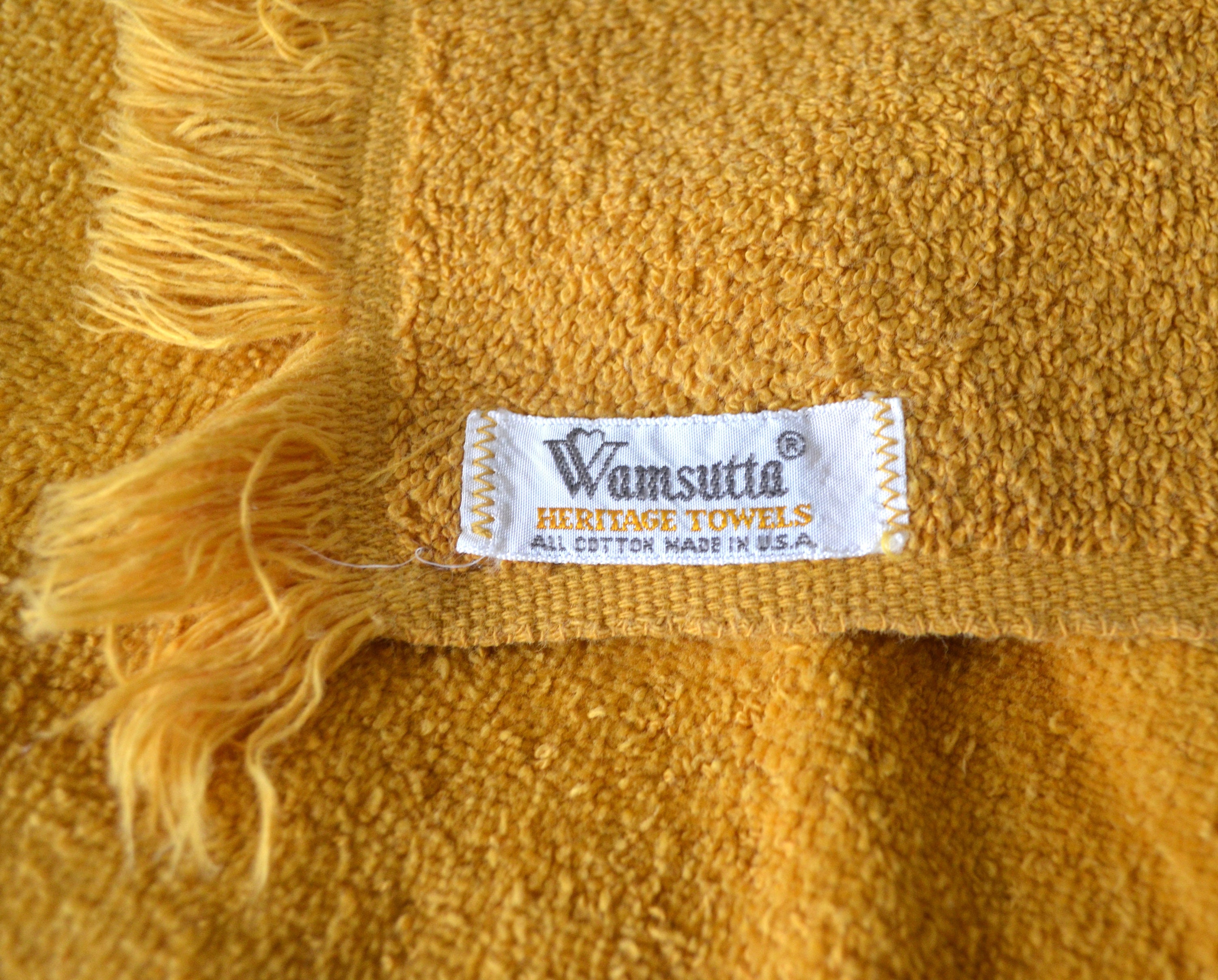 2 Vintage Wamsutta Heritage Mustard Yellow With White Ribbon With Floral  Design Hand Towels 