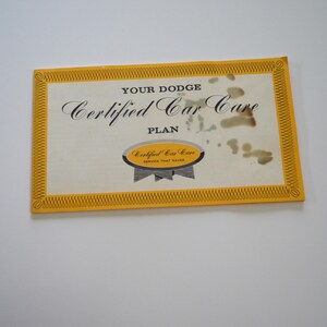 Vintage Certified Dodge Car Care Plan Warranty Book Information Reference