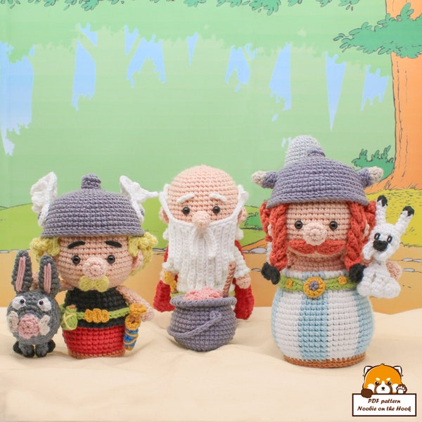 GamiBie Town / Villagers from Gaul and their Magic Potion - crochet patterns by NoobieontheHook (Amigurumi tutorial PDF file)