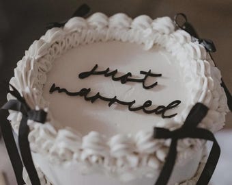 Flat Lay Acrylic Cake Topper | Cake Charm | Just Married Cake Topper\Charm | Personalised Wedding Topper