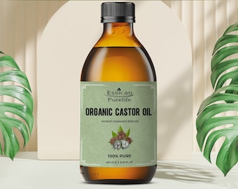 Organic Castor 100ml, 250ml, 500ml and 1000ml sizes - Supplied in an Amber Glass Bottle, Cold Pressed and Hexene Free, pump optional